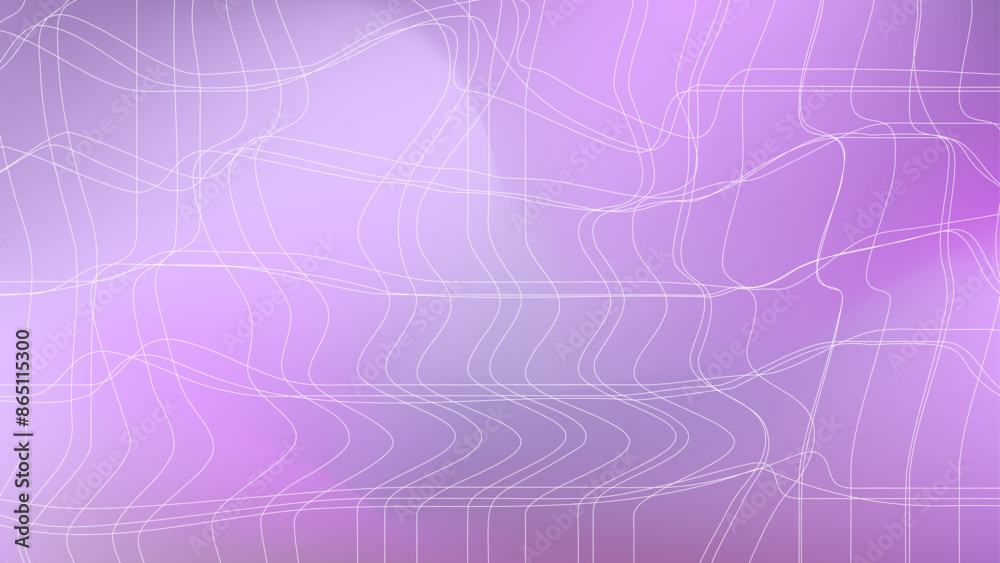 Aufkleber Abstract Smooth Gradient purple background in y2k style. Blurred Deform waves. Distorted curve thin lines. Vector illustration on white background.