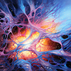 Guillain-Barre syndrome visualized with electric shocks in nerves, abstract medical art, Guillain-Barre syndrome electric, neurological condition
