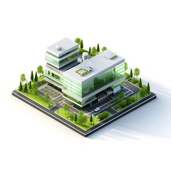 Obraz premium Cutting-Edge Tech Company Headquarters with Innovative Minimalist Design and Green Architecture