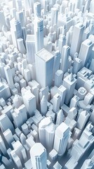 Expansive Geometric Cityscape with Towering Skyscrapers and Interconnected Modular Buildings