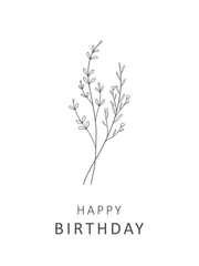 Birthday card on white background, floral