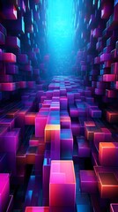 Obraz premium Mesmerizing Geometric Abstraction in Hypnotic Luminous Void of Cinematic Digital Surrealism