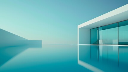 Minimalist Architectural Masterpiece with Serene Reflection Pool and Glass Facade
