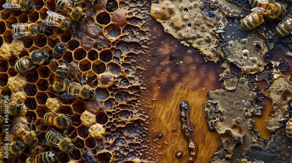 Poster intricate honeycomb structure showcasing nature s in beekeeping