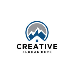 mountain circle house abstract logo design