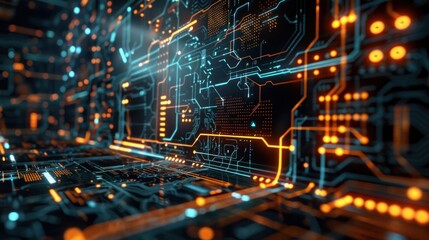 Concept of future technology, electronic circuit board, and a high-tech engineer, Industry 4.0