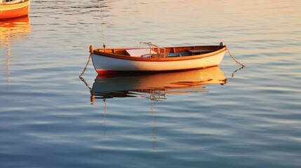 Naklejka premium Small boats on calm water, 