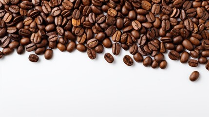 Fototapeta premium Piles of coffee beans on white background. 