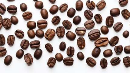 Naklejka premium Piles of coffee beans on white background. 