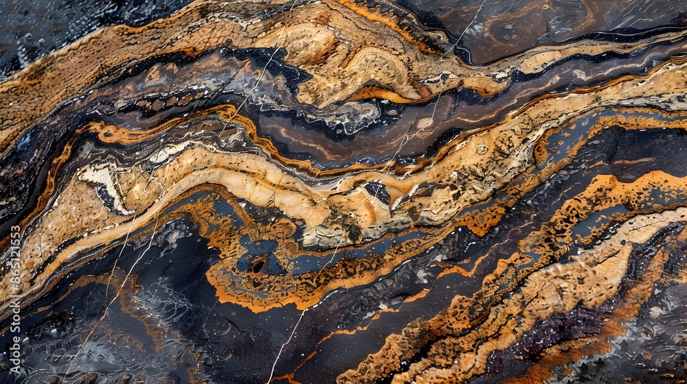 Poster Mesmerizing Close up of Intricate Granite Pattern with Earthy Tones and Rugged Textures