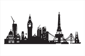 Fototapeta premium Eiffel Tower 🗼, Statue of Liberty 🗽, Big Ben 🕰️, Colosseum 🏛️, Great Wall of China 🏯, Taj Mahal 🕌, Sydney Opera House 🎭, Pyramids of Giza 🏜️, Leaning Tower of Pisa 🏰, Mount Fuji 🗻, Machu Pic