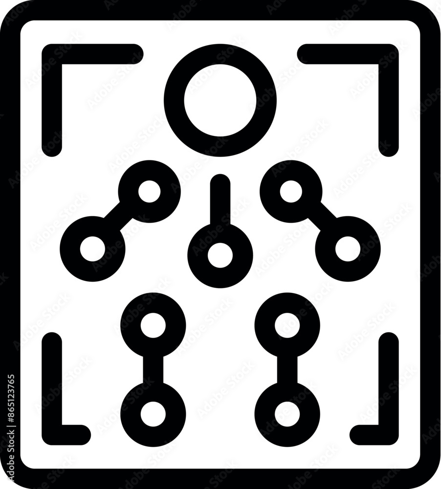 Poster electronic board showing microchip scheme for engineering project, lines connecting dots