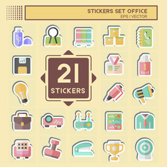 Sticker Set Office. related to Education symbol. simple design illustration
