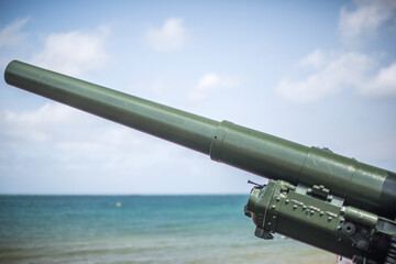 Historic Military Cannon at Gold Beach, Arromanches, Normandy, France