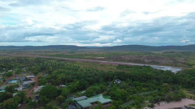 aereal view of canaima and his airport