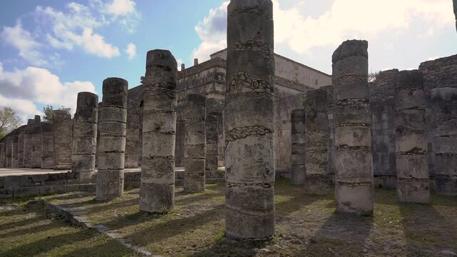 CHICHEN ITZA, MEXICO - APRIL 2022: El Castillo or Kukulkan temple, the Pyramid of Chichen Itza, landmark of Yucatan.