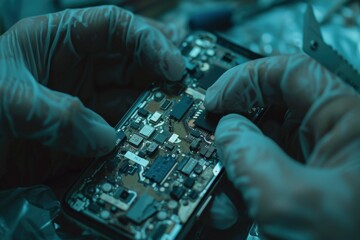 The concept of repairing mobile phones by a specialist