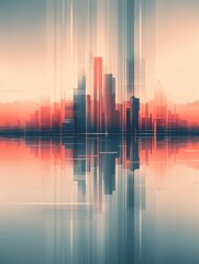 Fototapeta premium Abstract Neon Cityscape Reflection