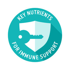 Key nutrients for immune support - in circle shape with key and shield
