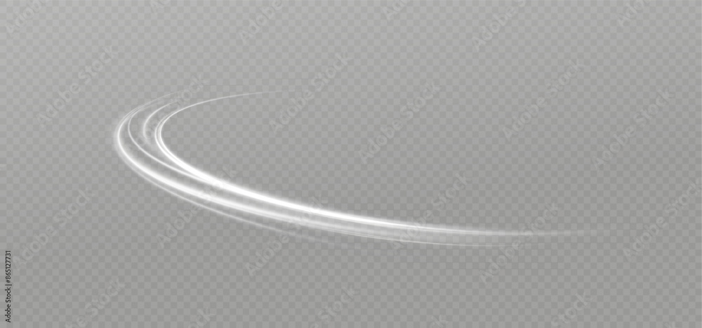 Poster Light white Twirl. Curve light effect of white line. Glowing white spiral. The effect of high-speed abstract lines. Rotating shiny rings.	