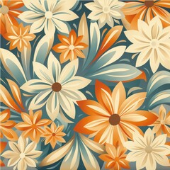 Obraz premium Retro Psychedelic Flower Pattern