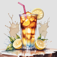 Ice Lemon Tea Ilustration Design Very Cool