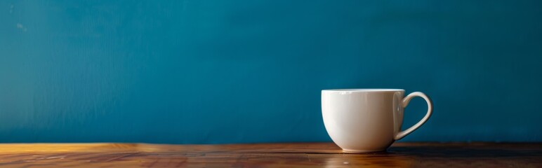 Fototapeta premium White Coffee Mug on Wooden Table