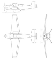 Beechcraft_V35B_Bonanza_3-view_line_drawing  blank, outline vector, svg badge, dxf, cnc router file, laser engraving, cricut, ezcad, digital cutting file for laser cutting, laser engraving template 