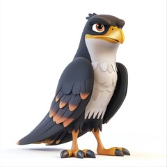 Falcon 3D cartoon isolated whitebackground 
