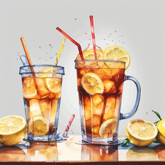 Ice Lemon Tea Ilustration Design Very Cool