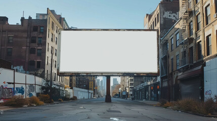 Obraz premium Urban Art District Scene with White Billboard