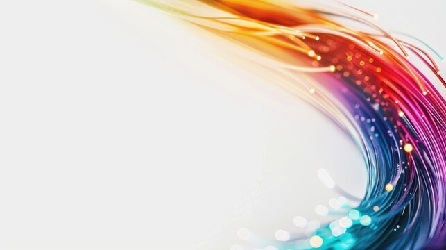Fiber optic cable on white background with space for text