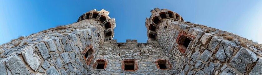 Stone Tower with Blue Sky.