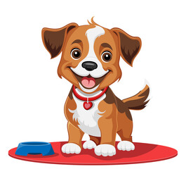 small puppy dog flat cartoon vector illustration