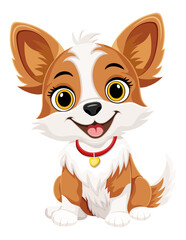 small puppy dog flat cartoon vector illustration