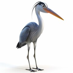 Obraz premium Heron 3D cartoon isolated whitebackground 