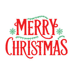 Merry christmas typography with white background