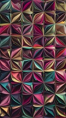 Ornate Geometric Petals Grid, Abstract Vector Seamless Pattern Wallpaper