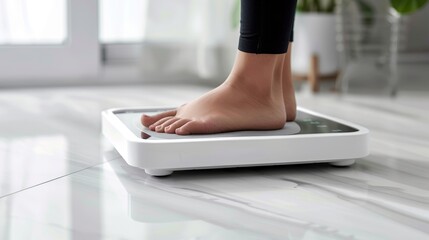 Step Towards Wellness Feet on Digital Bathroom Scale Health Monitoring and Weight Management Concept
