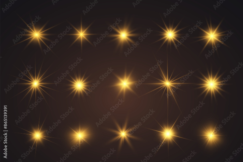 Poster spark of light.the star flashes brightly.set of glowing effects.