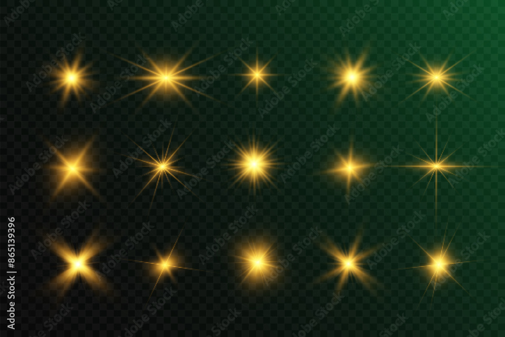 Poster spark of light.the star flashes brightly.set of glowing effects.