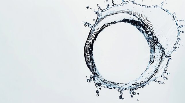 Water splash forming a cicle with water drops isolated on white : Generative AI