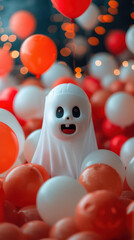 Experience the Thrill Scary Ghost at a Halloween Party, Eerie and Fun Festive Night, Filled with Costumes, Spooky Decorations, and Halloween Cheer, Perfect for a Memorable Celebration