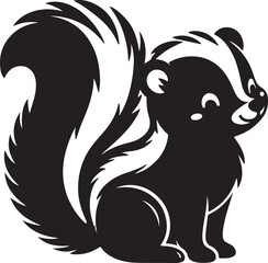 Vector silhouette art illustration of a cute Skunk