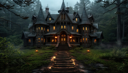 itleSpooky Haunted Mansion Abandoned and Eerie Ultimate Halloween Night Adventure in a Chilling, Ghostly House Experience of Fright and Horror Keywordshaunted, mansion, spooky, eerie, abandoned,