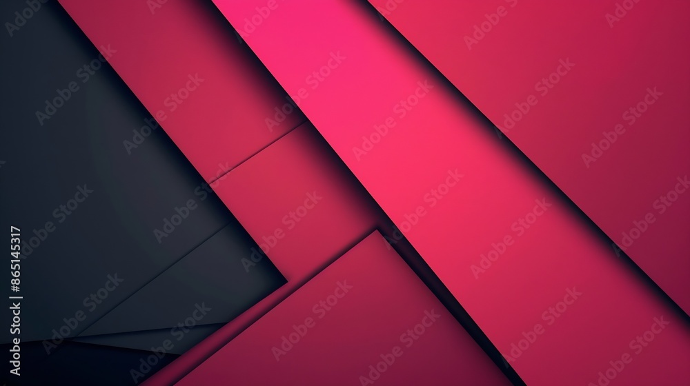 Aufkleber Black pink red modern abstract background Geometric shape Viva magenta Color 2023 Triangles lines stripes Futuristic Gradient Clock business time concept Bright Minimal Web banner : Generative AI