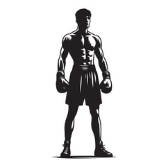 A boxer stand with pose silhouette vector. boxer silhouette.