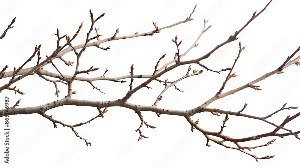 Poster Branches Without Leaves Images Isolated White Background : Generative AI