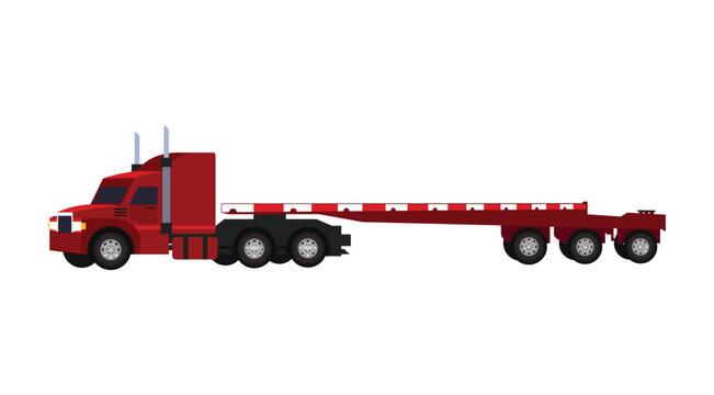 Red trailer truck vector illustration
