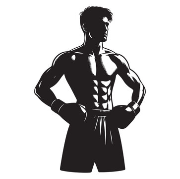 recommend clip art: A boxer stand with pose silhouette vector. boxer silhouette.
